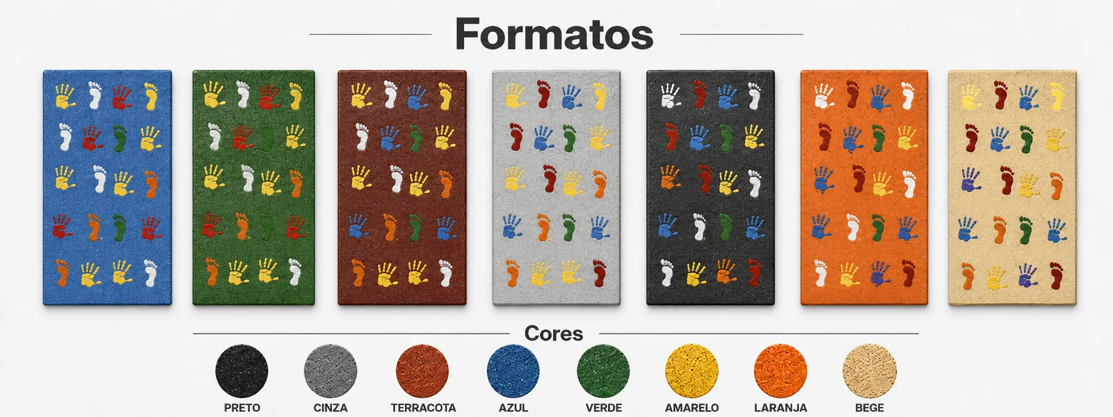 Esquema do jogo pé e mão SKOPPOS com marcas coloridas e combinações de piso